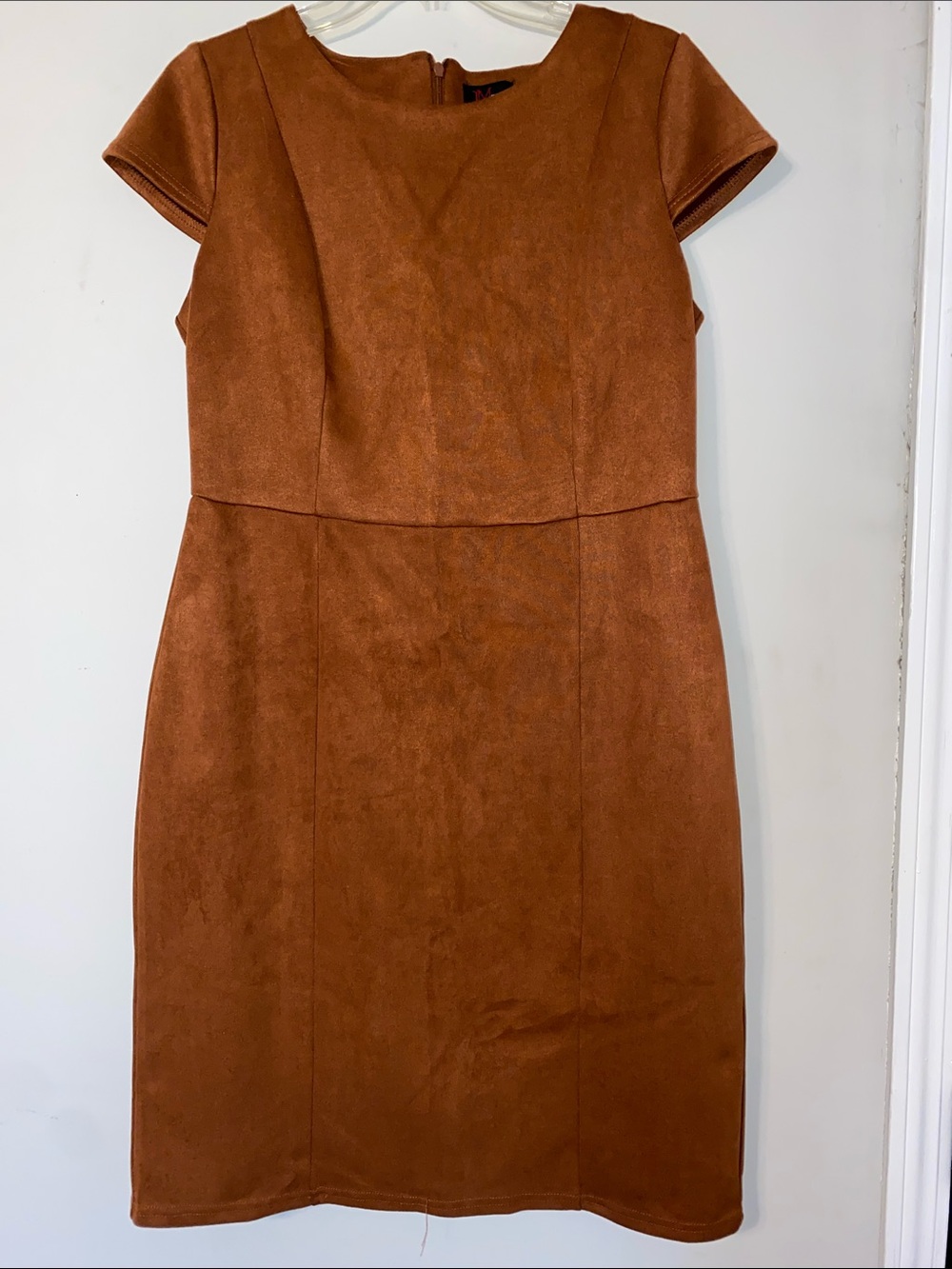 Classic Rust Suede Midi Sheath Dress